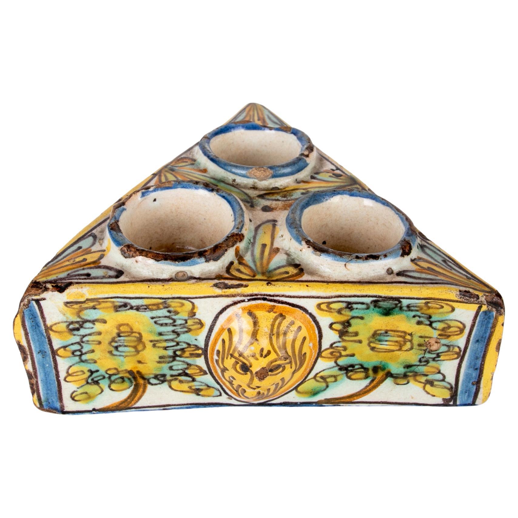 Talavera Glazed Ceramic Inkwell in its characteristic tones For Sale