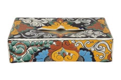 Talavera Hand Painted Terracotta Tissue Box Cover