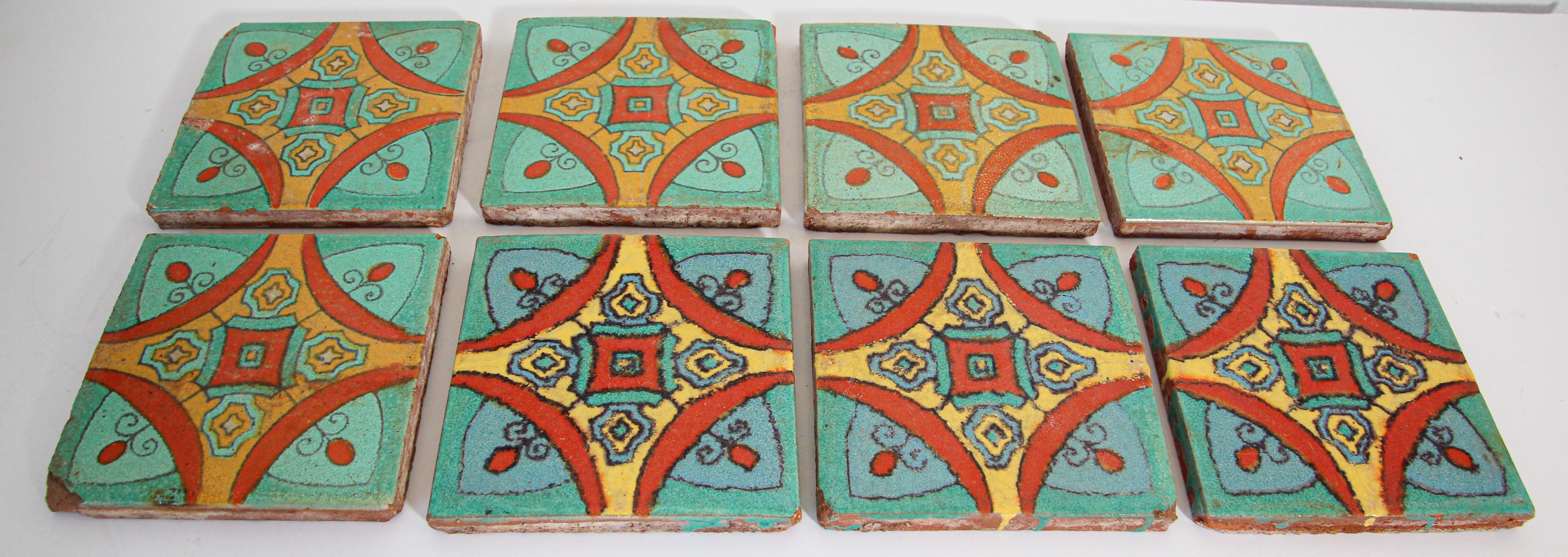 Talavera Handcrafted Spanish Wall Tiles Set of 8 For Sale 11