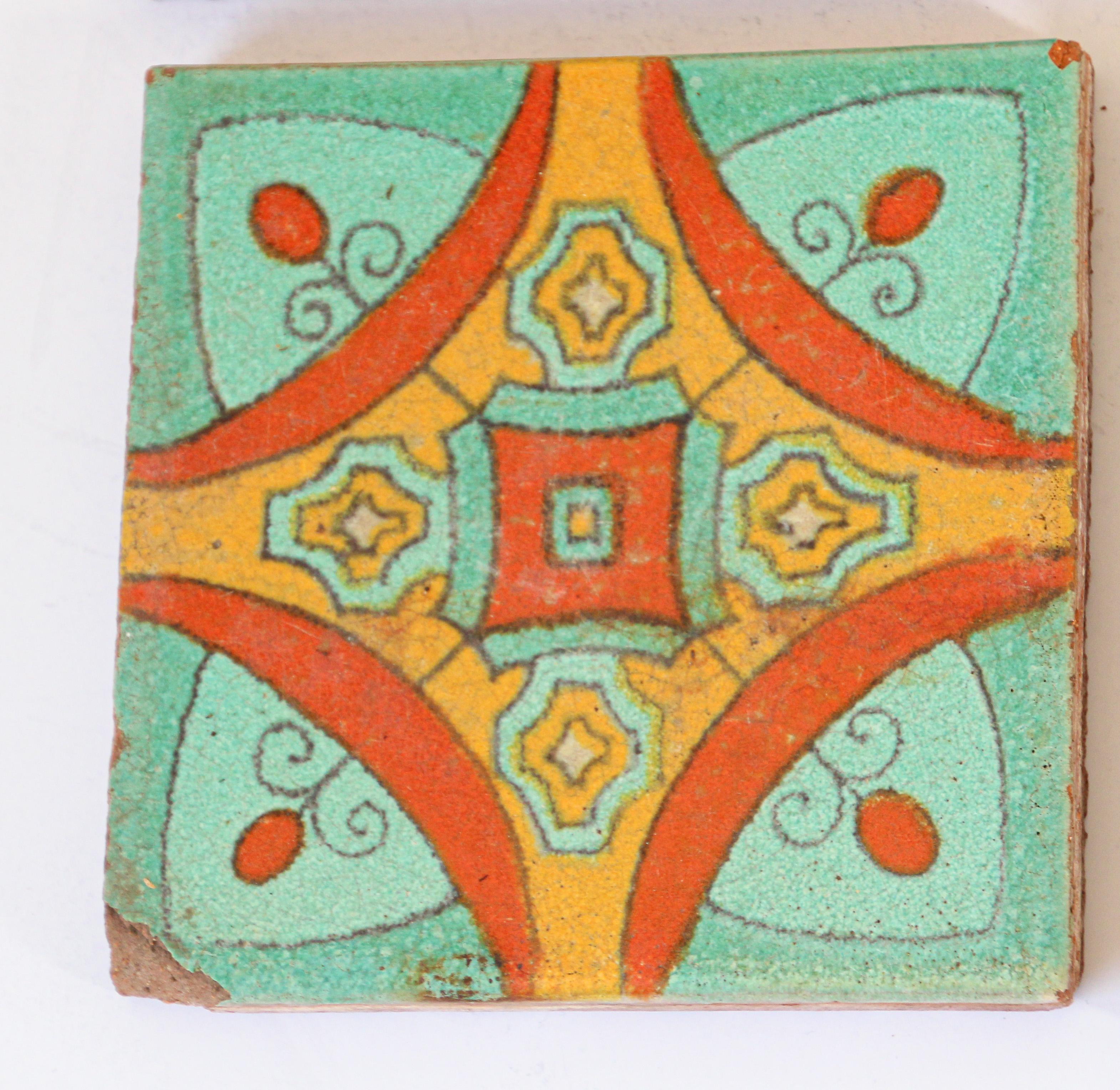 20th Century Talavera Handcrafted Spanish Wall Tiles Set of 8 For Sale