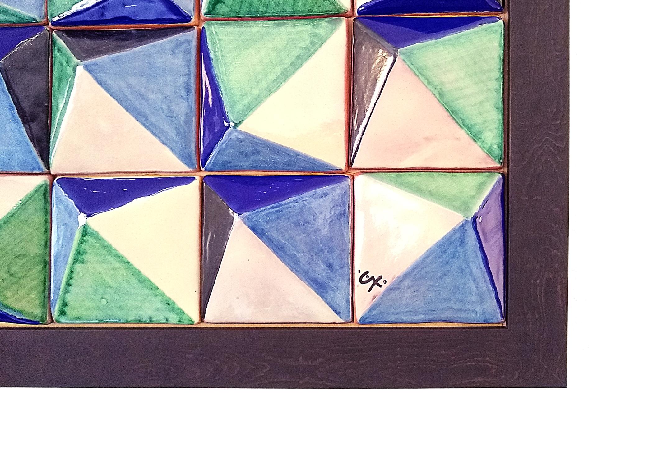 Talavera Mural Azulejo Azulejo Folk Contemporáneo Mexicano Cerámica Azul Blanco Mosaico Hecho a mano en venta