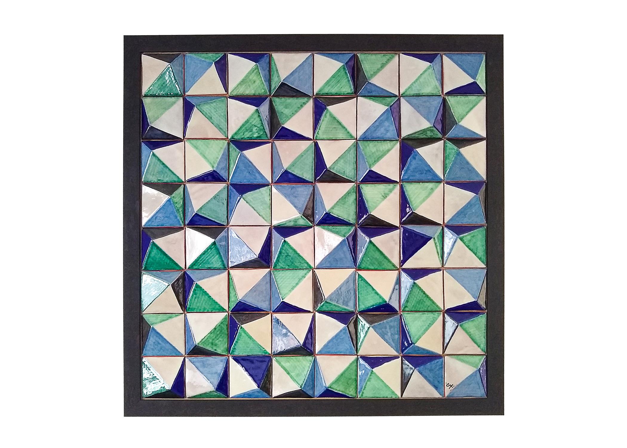 Talavera Mural Azulejo Azulejo Folk Contemporáneo Mexicano Cerámica Azul Blanco Mosaico en Nuevo estado para la venta en Queretaro, Queretaro
