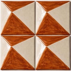 Talavera Mural Azulejo Tile Folk Mexican Ceramic Burnt Orange Ivory Mosaic