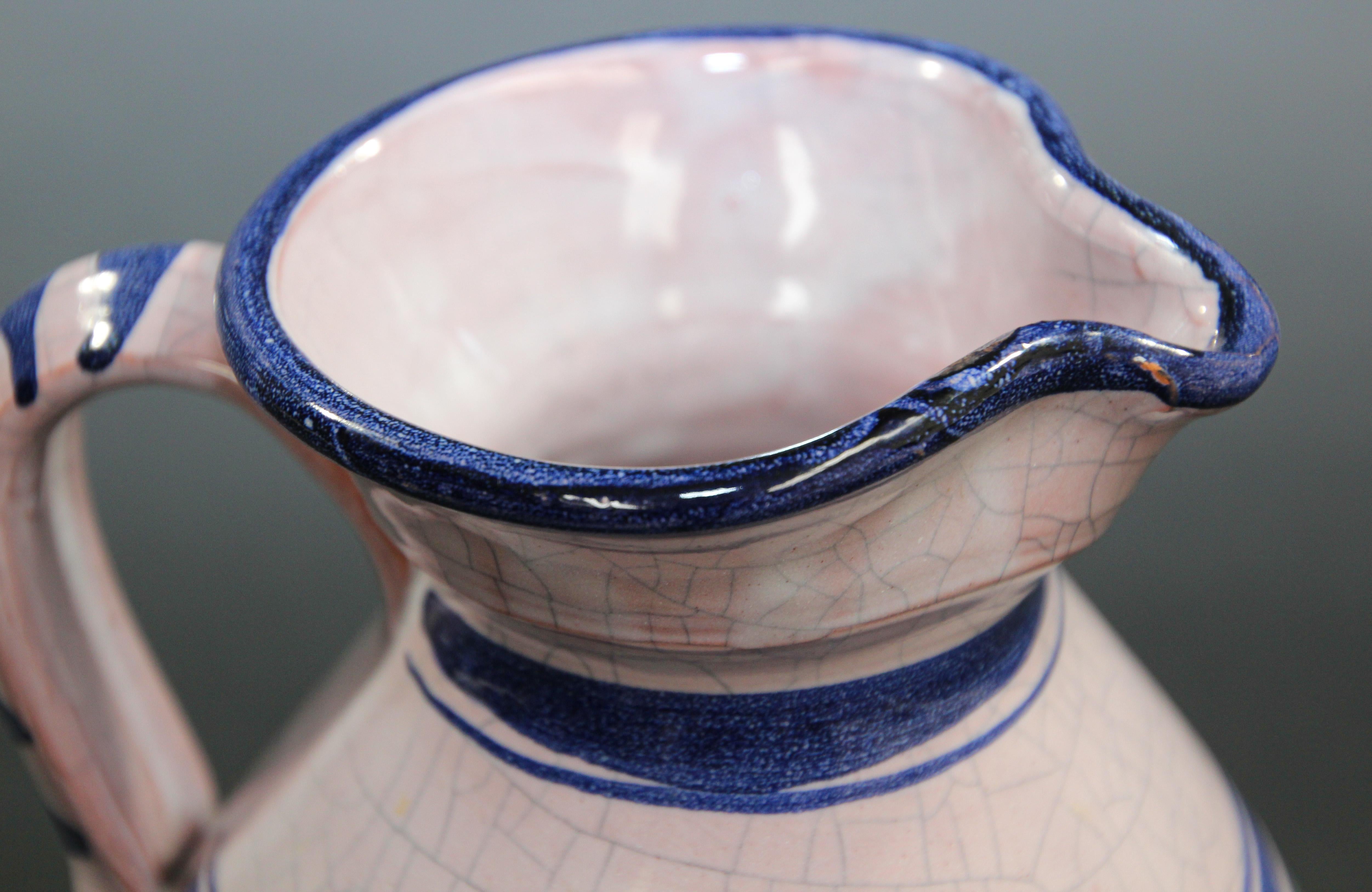 Talavera Pitcher Ceramic Glazed Vase Handcrafted in Spain For Sale 2