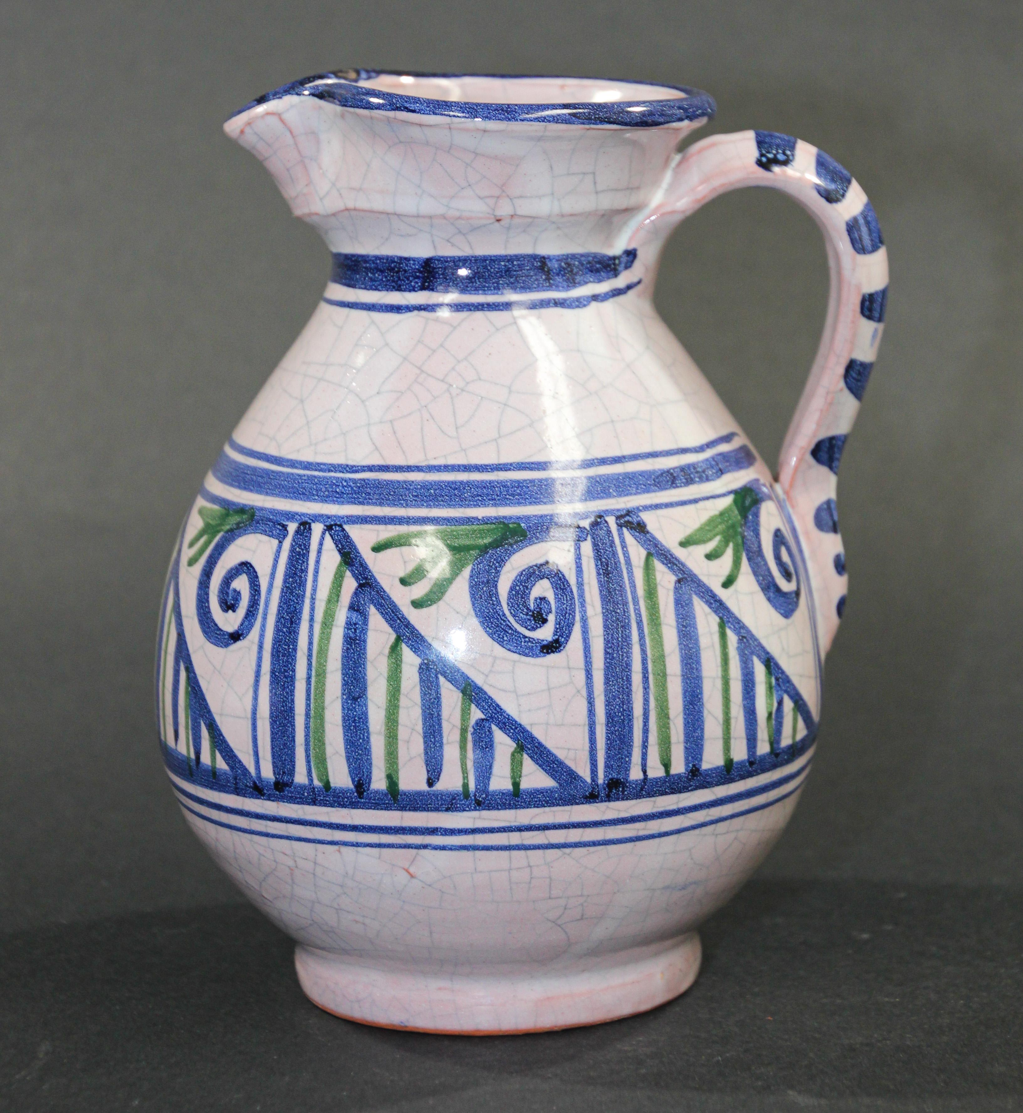 Talavera Krug aus glasierter Keramik, handgefertigt in Spanien (Maurisch) im Angebot