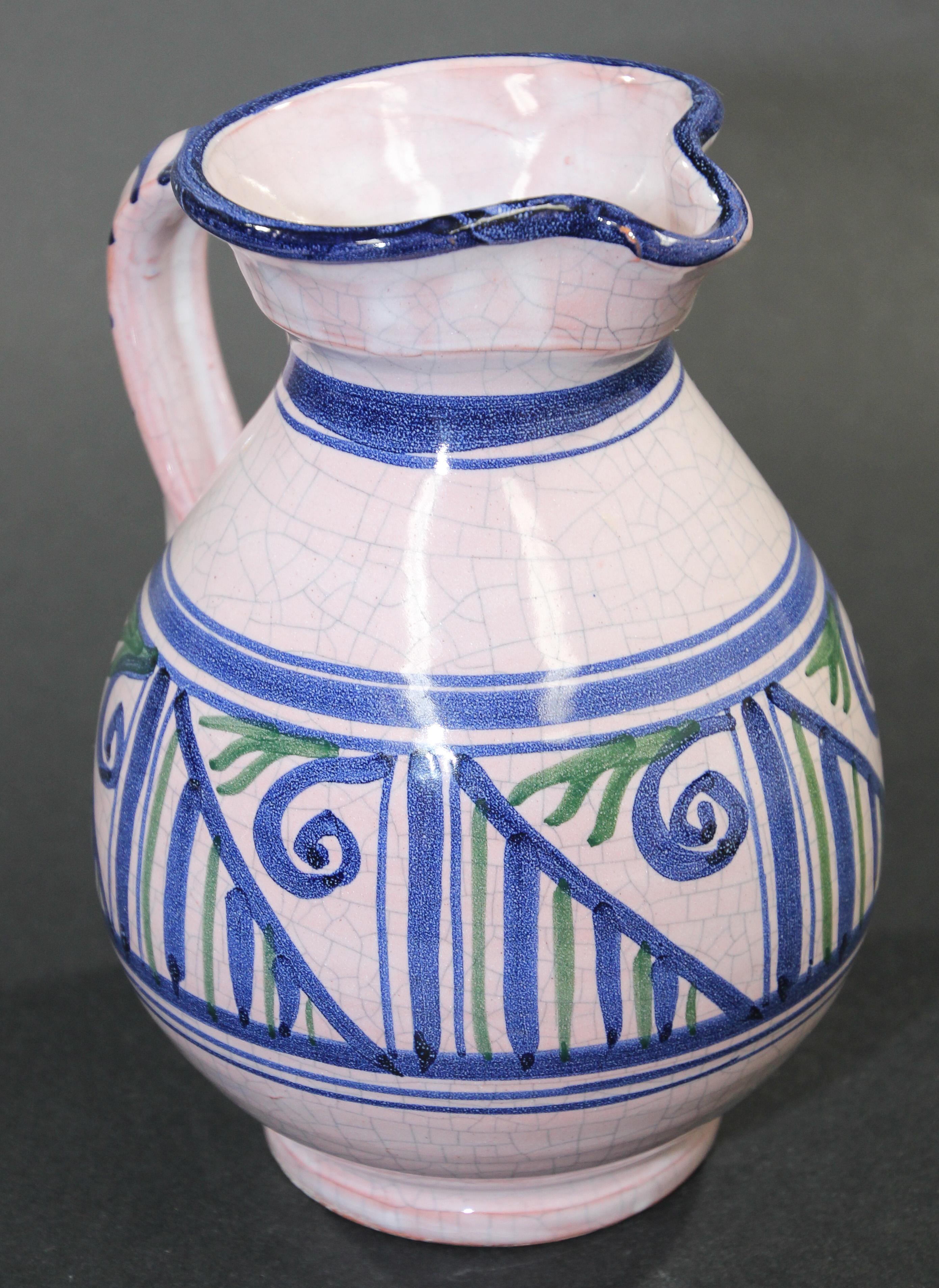 Talavera Krug aus glasierter Keramik, handgefertigt in Spanien (Handgefertigt) im Angebot