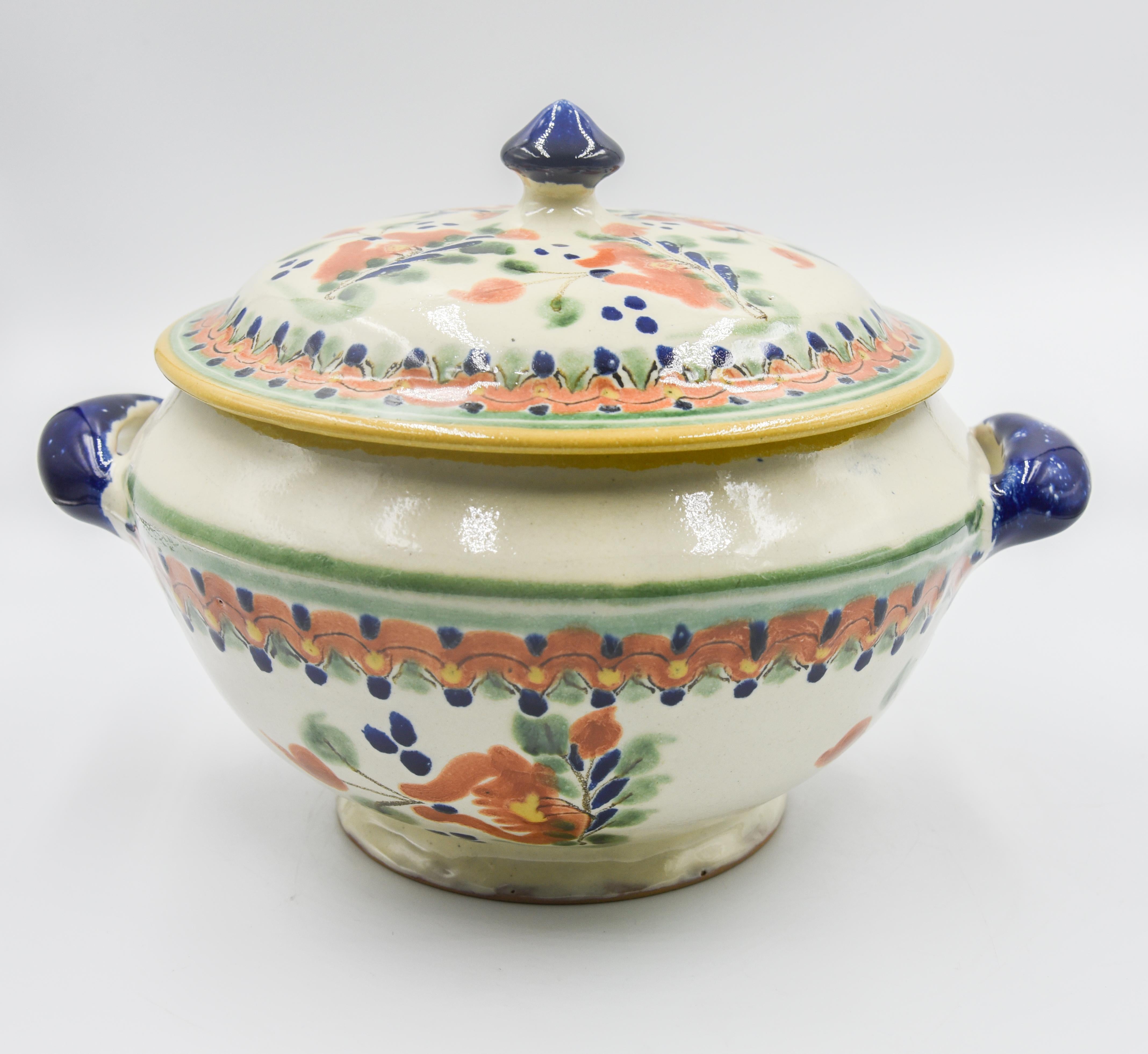 Hand-Painted Talavera Serveware Ceramic Mexican Pottery Soup Tureen Traditional Colonial