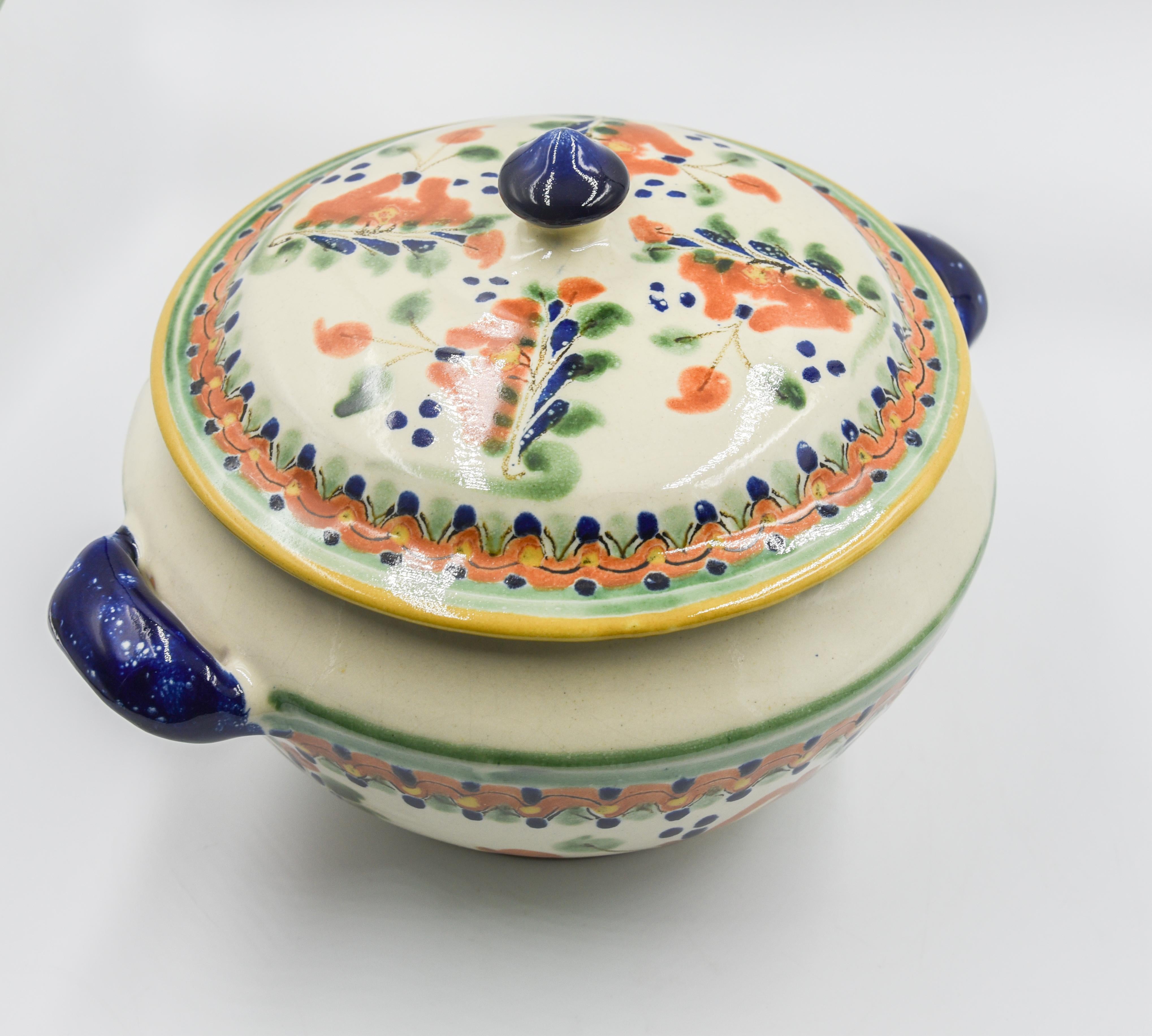 Contemporary Talavera Serveware Ceramic Mexican Pottery Soup Tureen Traditional Colonial