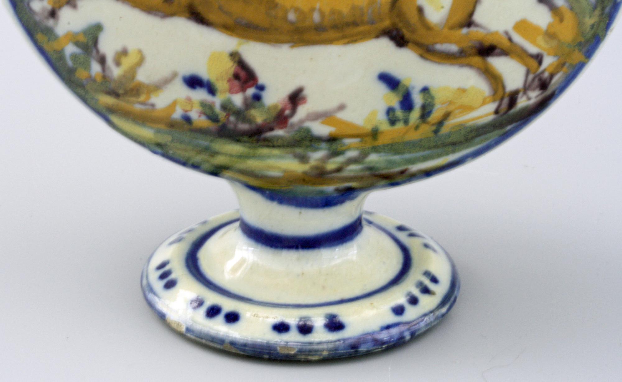 Talavera Spanish Twin Handled Moon Flask Pottery Vase, 19th Century 3