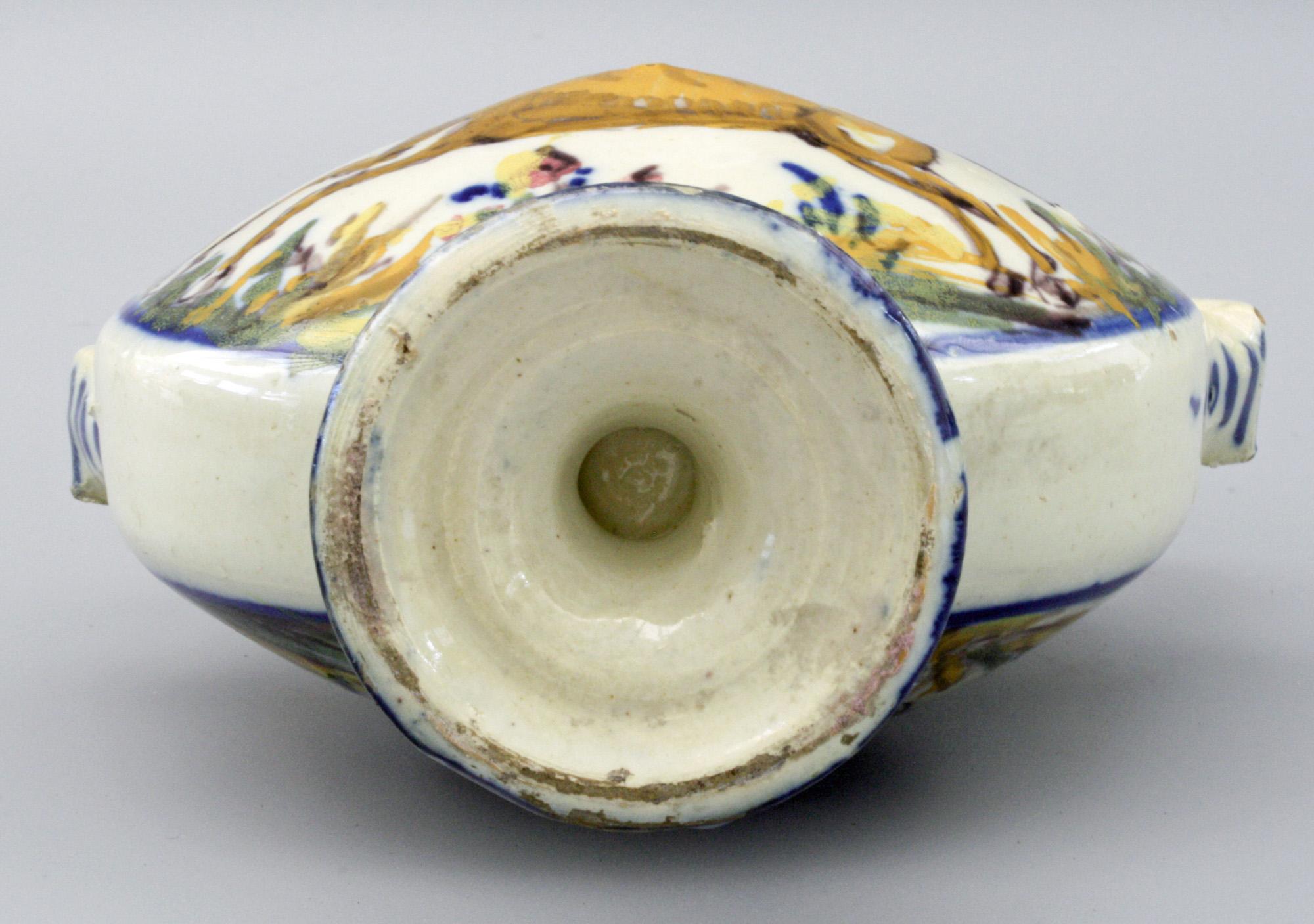 Other Talavera Spanish Twin Handled Moon Flask Pottery Vase, 19th Century