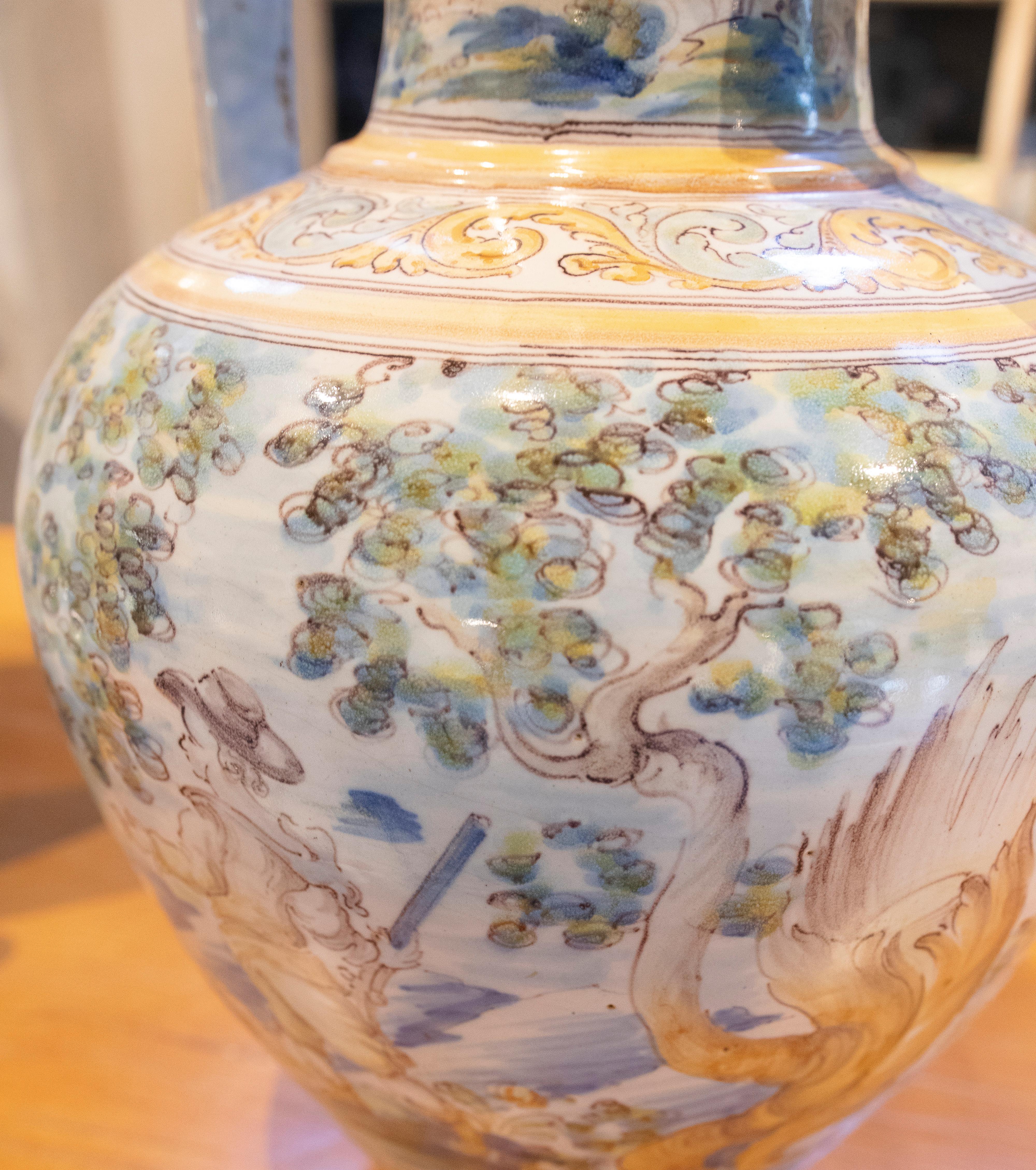 Talavera-Vase mit handbemalten, glasierten Henkeln im Angebot 5