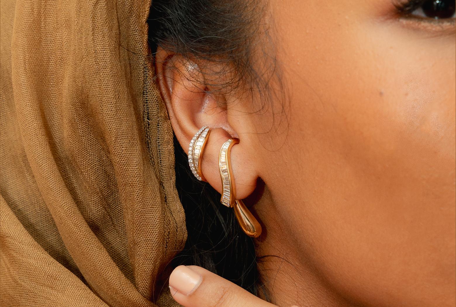 Talay Droplet 2in1 Diamond Earrings in 18K Gold in vendita 1