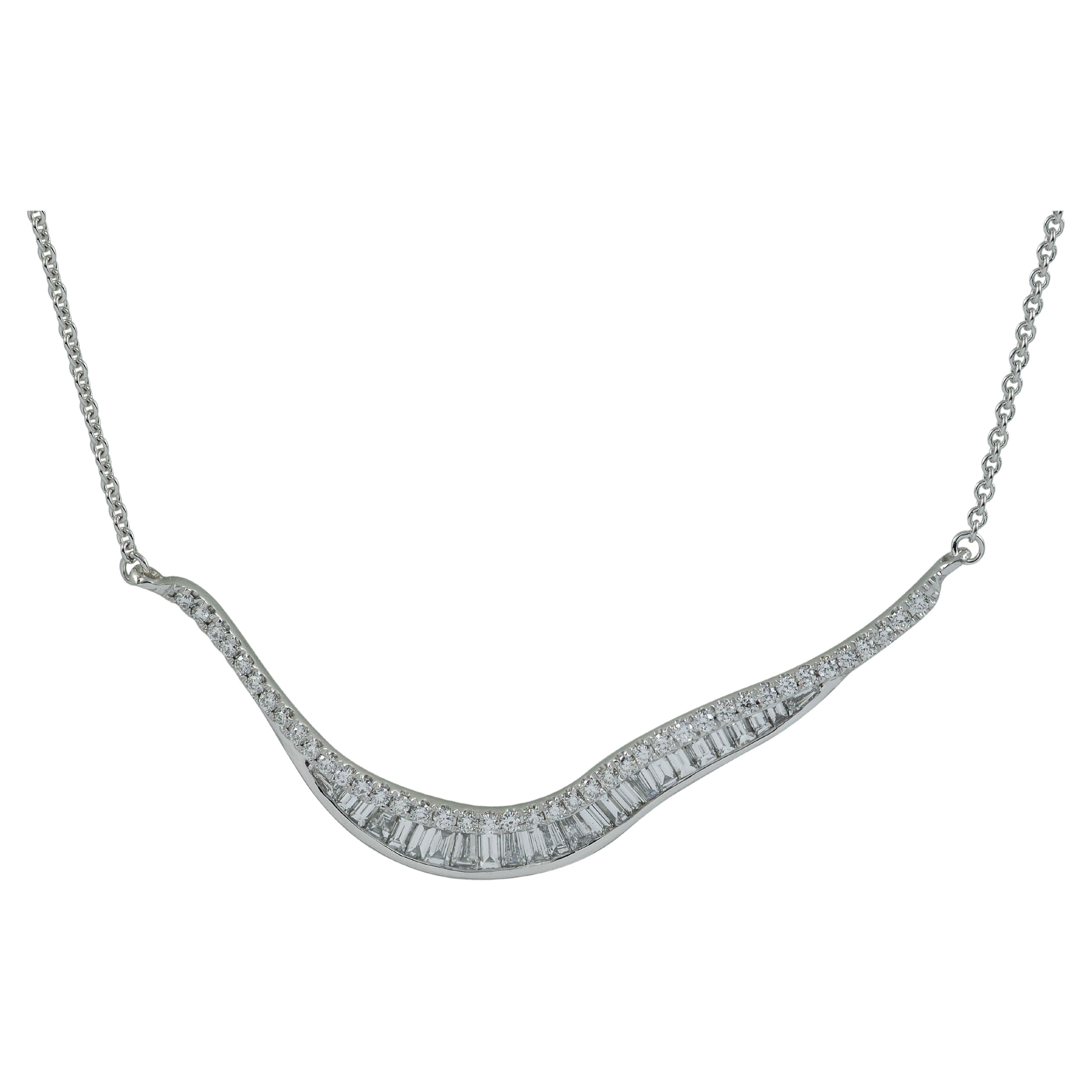 Talay Wave 19 Diamond Necklace 18K White Gold