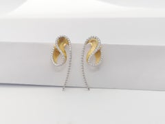 Talay Wave Brushed Gold Diamond Earrings 18k Gold