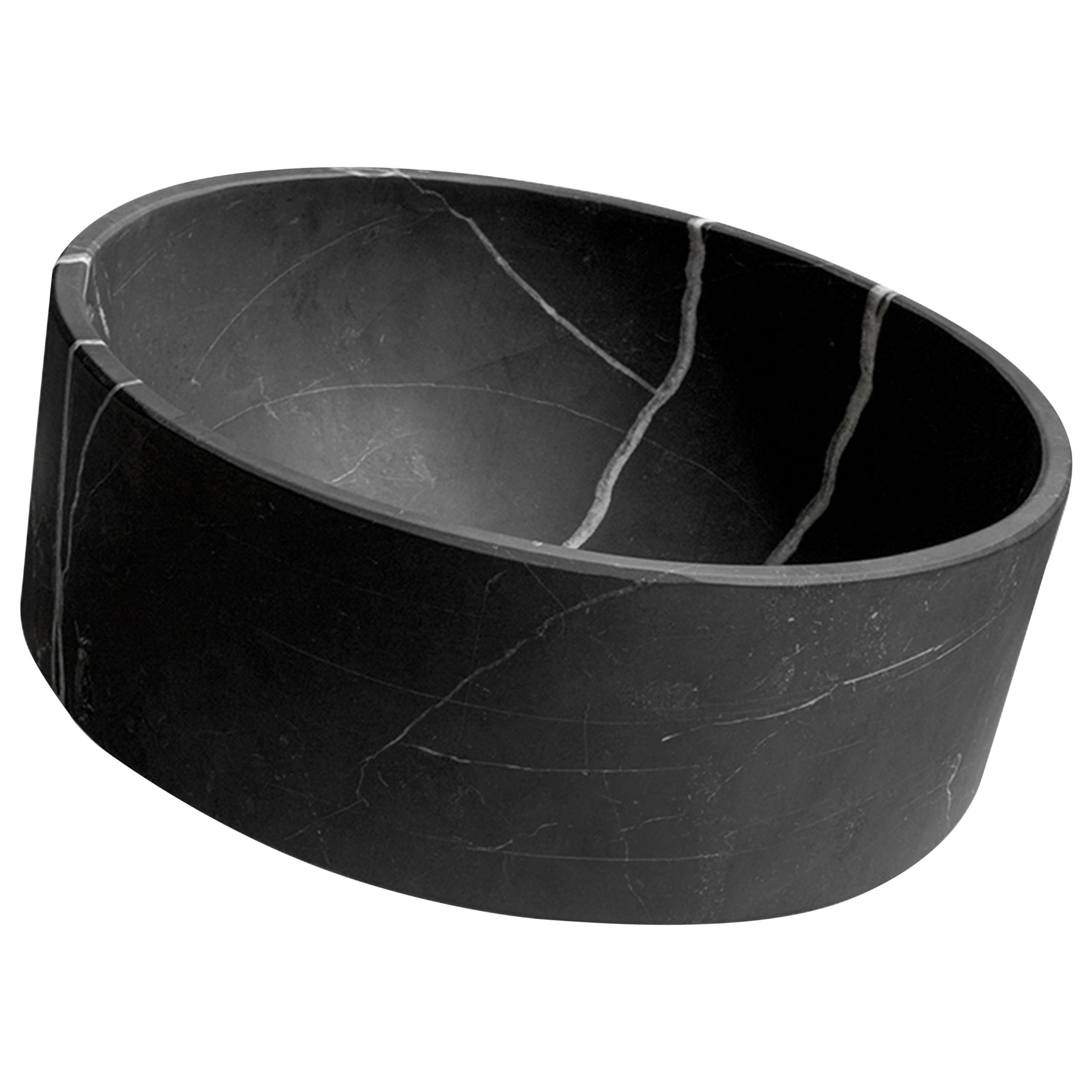 Talayot Black Marble Carved Large Bowl For Sale
