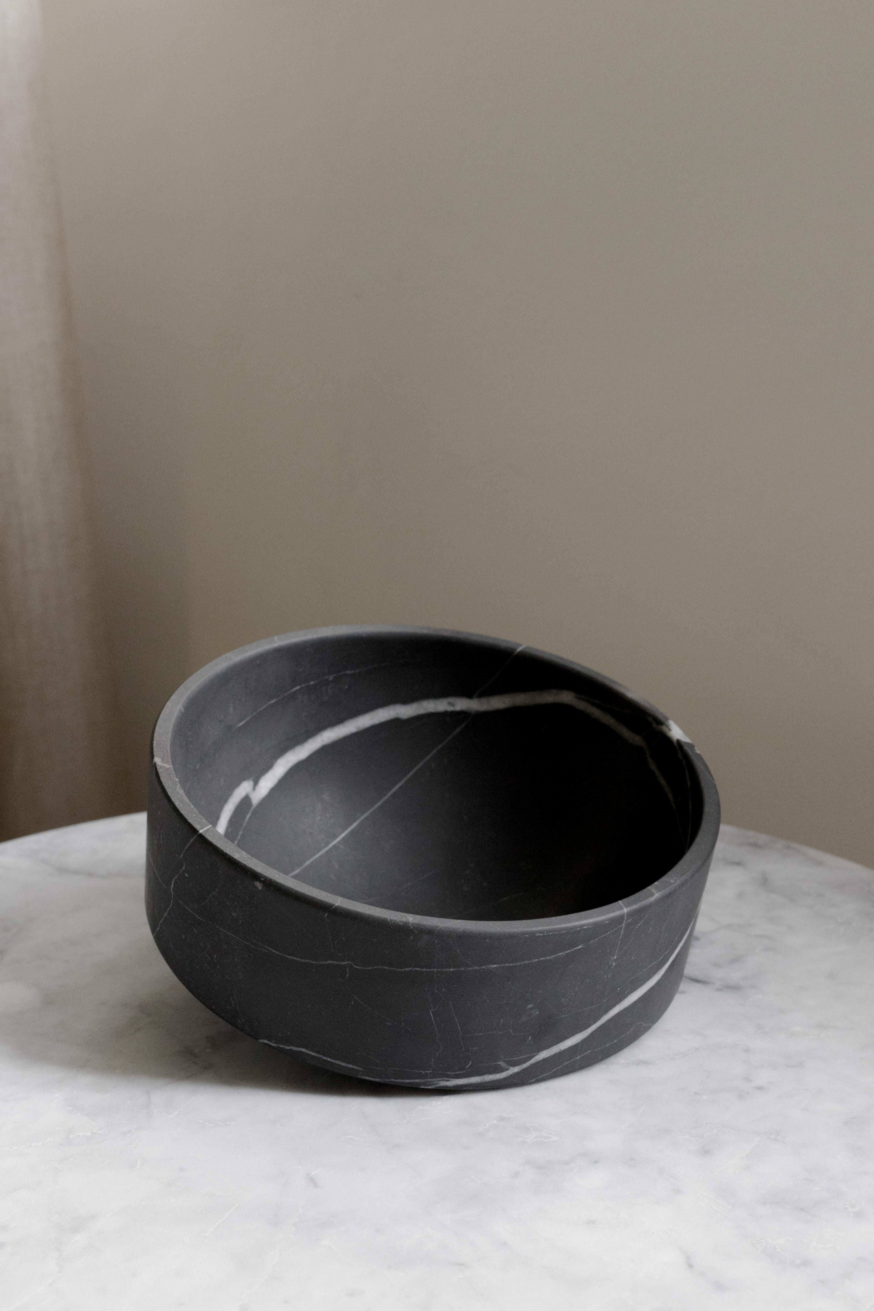 Modern Talayot Black Marble Carved Small Bowl