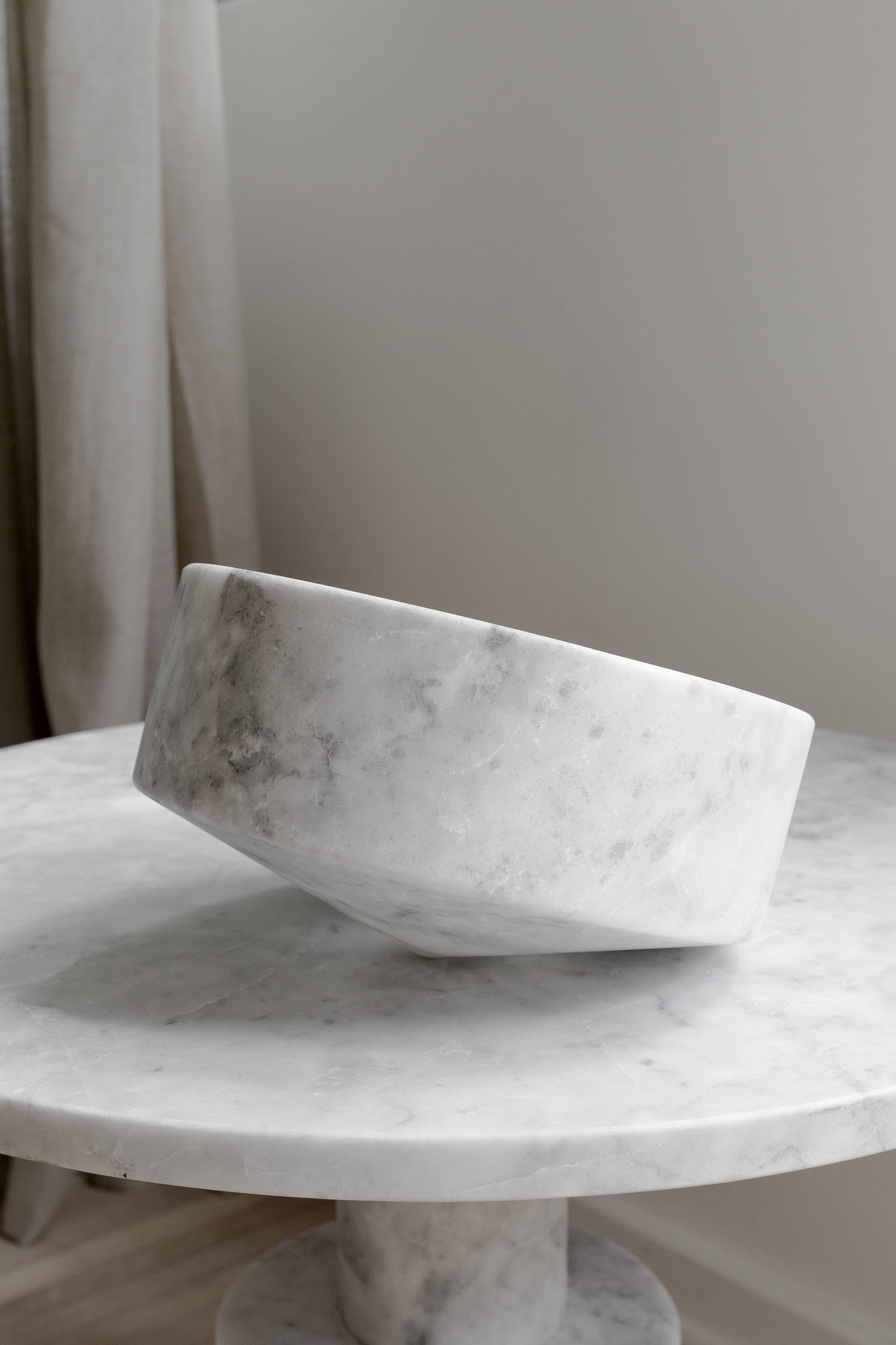 Mexican Talayot White Marble Carved Small Bowl For Sale