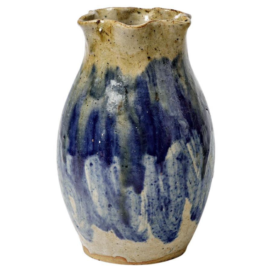 Talbot La Borne - Vase en céramique bleu et marron abstrait Art déco, 1930