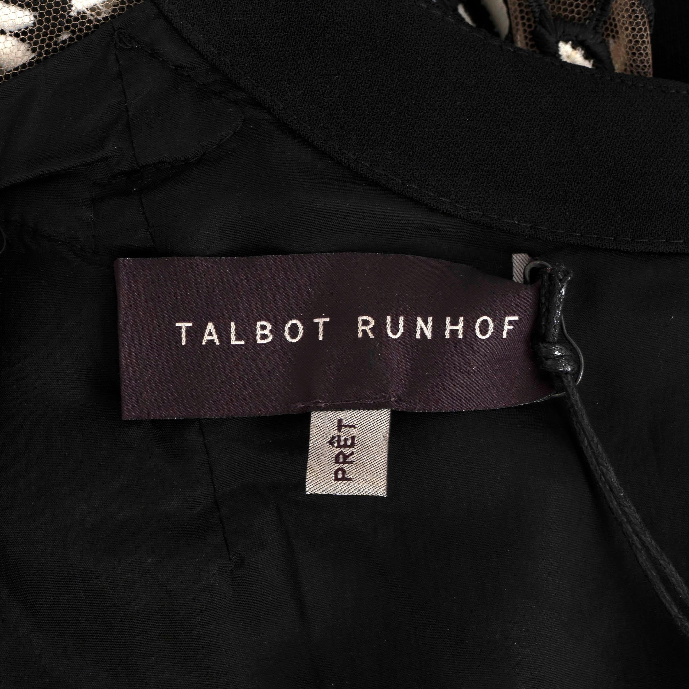 Talbot Runhof, abito da cocktail in acetato nero con ricami floreali 40 S in vendita 2