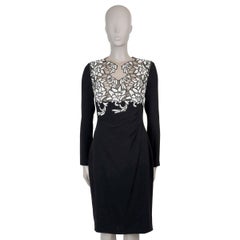TALBOT RUNHOF schwarzes Cocktailkleid aus Acetat FLORAL mit VERZIERUNG 40 S