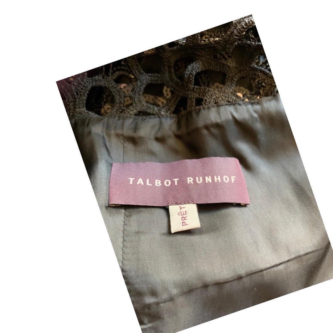 Talbot Runhof Vestido de lentejuelas de encaje de guipur negro propiedad de famosos, Raro. Talla 10 en venta 6