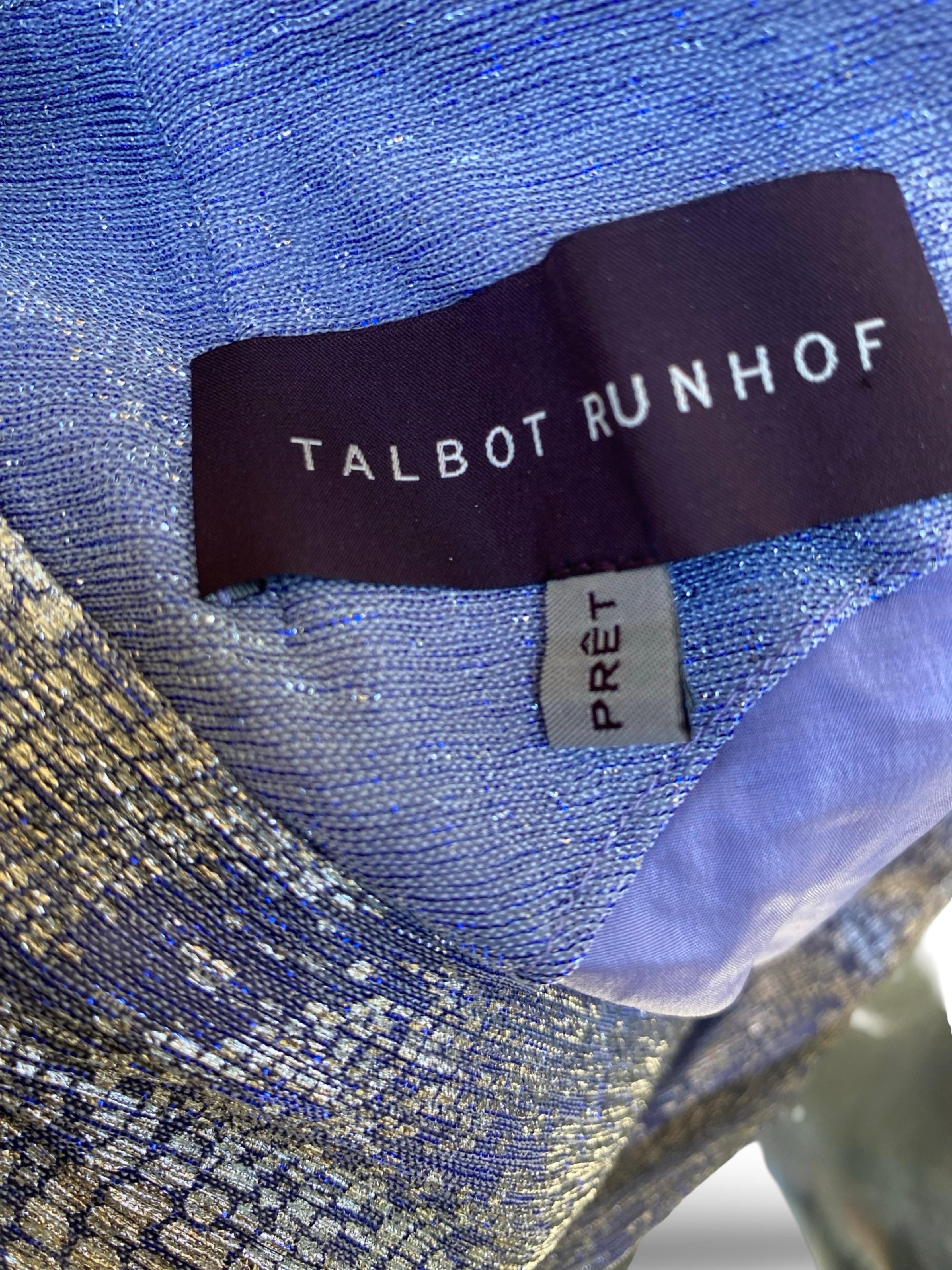 Talbot Runhof Chic Reptile Silver and Lilac Metallic Knit Cape Back Dress Sz 2 en vente 14