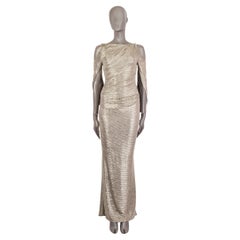 TALBOT RUNHOF - Robe longue de soirée dorée à manches courtes XS