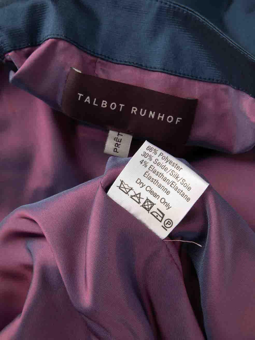 Talbot Runhof Robe longue froncée bleu marine, taille L Pour femmes en vente