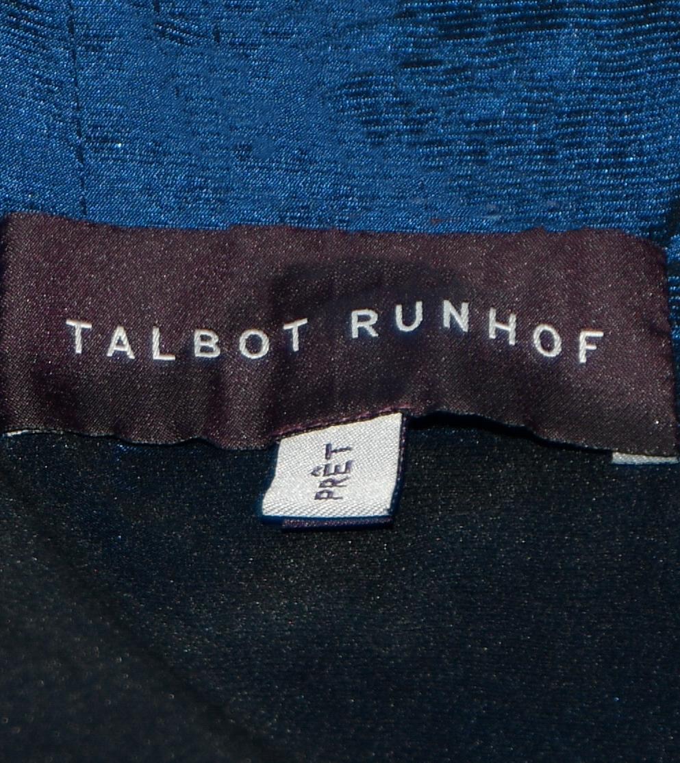 Talbot Runhof Royal Blue Bodice With Black Lace Overlay Cocktail Dress In Excellent Condition For Sale In Palm Beach, FL
