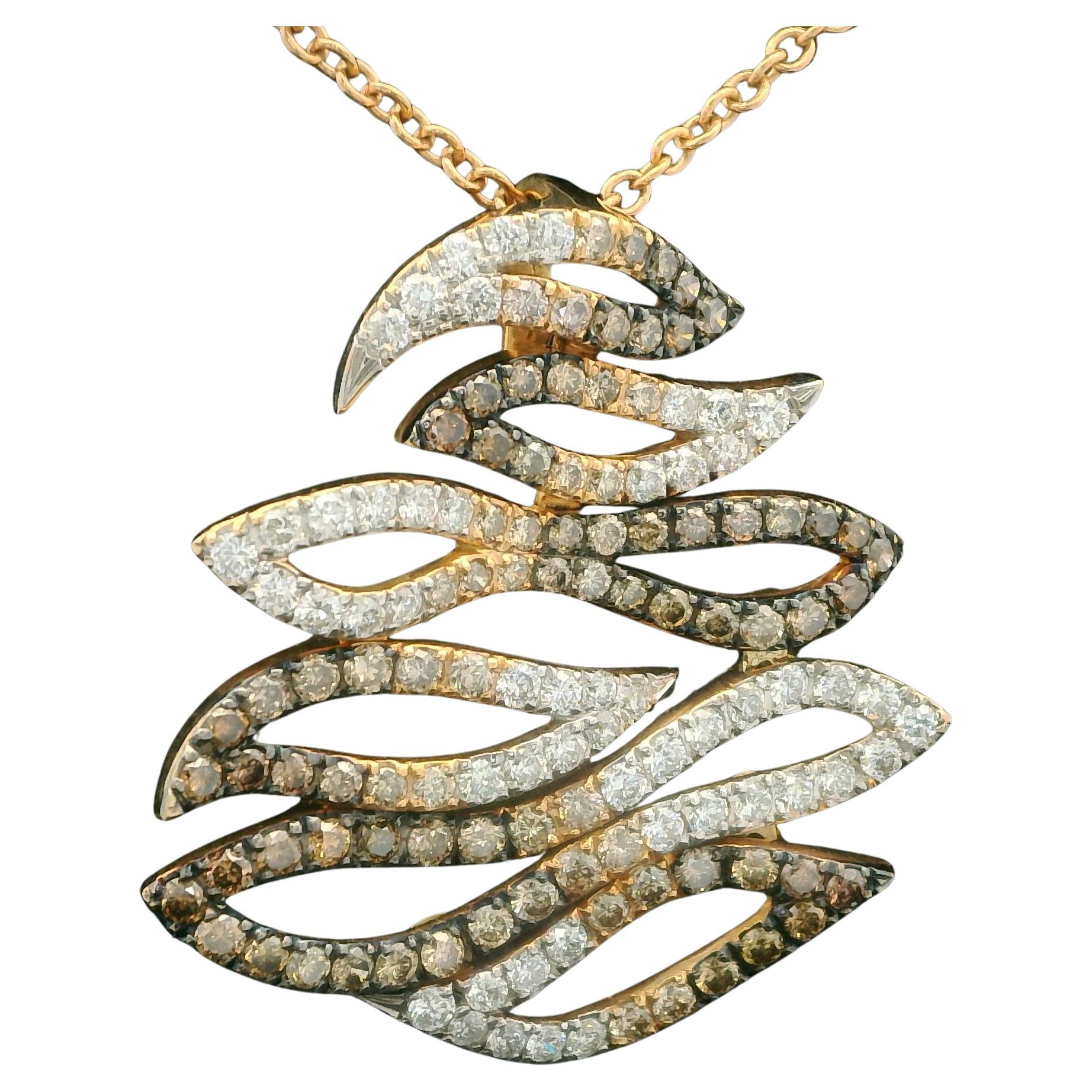 Collana con ciondolo in oro rosa 18 carati Talento Fancy Color e diamanti incolori in vendita