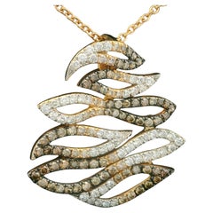 Talento Fancy Color and Colorless Diamond 18 Karat Rose Gold Pendant Necklace