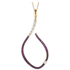 Talento Italiano 18 Karat Rose Gold Diamonds and Ruby Pave Large Loop Pendant