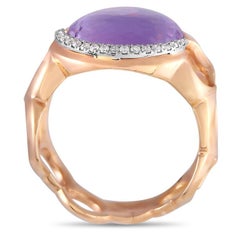 Talento Italiano 18K Rose and White Gold 0.16 Ct Diamond and Amethyst Ring