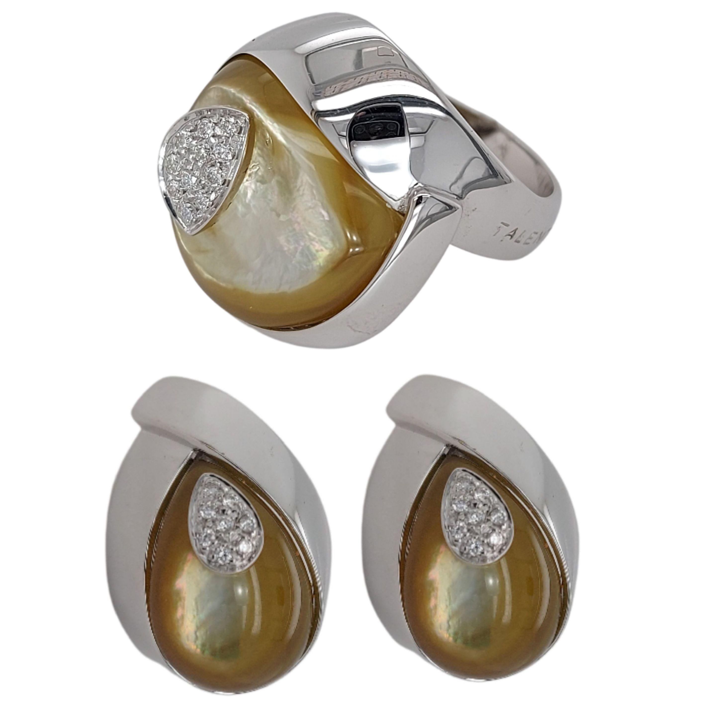 Women's or Men's Talento Italiano Earrings in 18kt White Gold with 0.20 Carat Diamonds For Sale