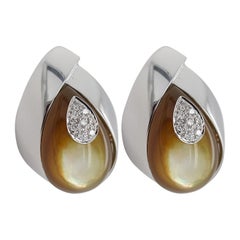 Talento Italiano Boucles d'oreilles en or blanc 18 carats avec diamants de 0,20 carat