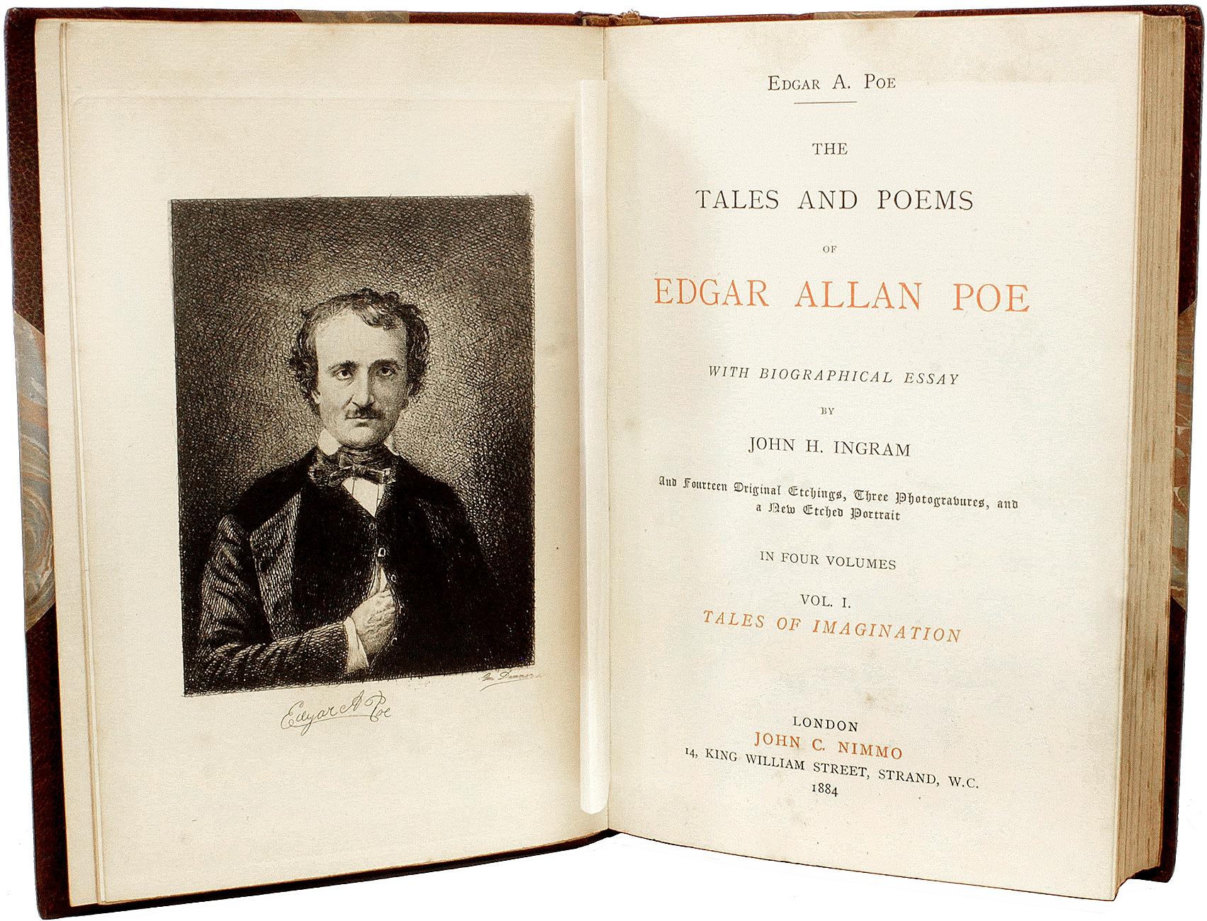 British Tales And Poems Of Edgar Allan Poe. 4 vols. 1884 - IN A FINE LEATHER BINDING !