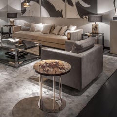 Talete Side Table in Corno Italiano And Chromed Brass, Mod. 6061