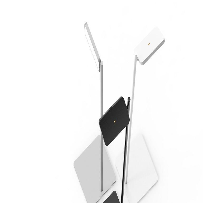 Contemporary Talia Floor Lamp in White Matt/Gloss and Chrome Finish by Pablo Designs