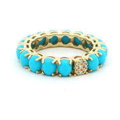 Talia Jade 14K Gold Persian Turquoise Eternity Band with Diamond Accent