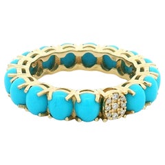 Talia Jade 14K Gold Persian Turquoise Eternity Band with Diamond Accent