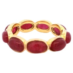 Talia Jade 3 Carat Cabochon Ruby Eternity Band Ring in 14K Yellow Gold
