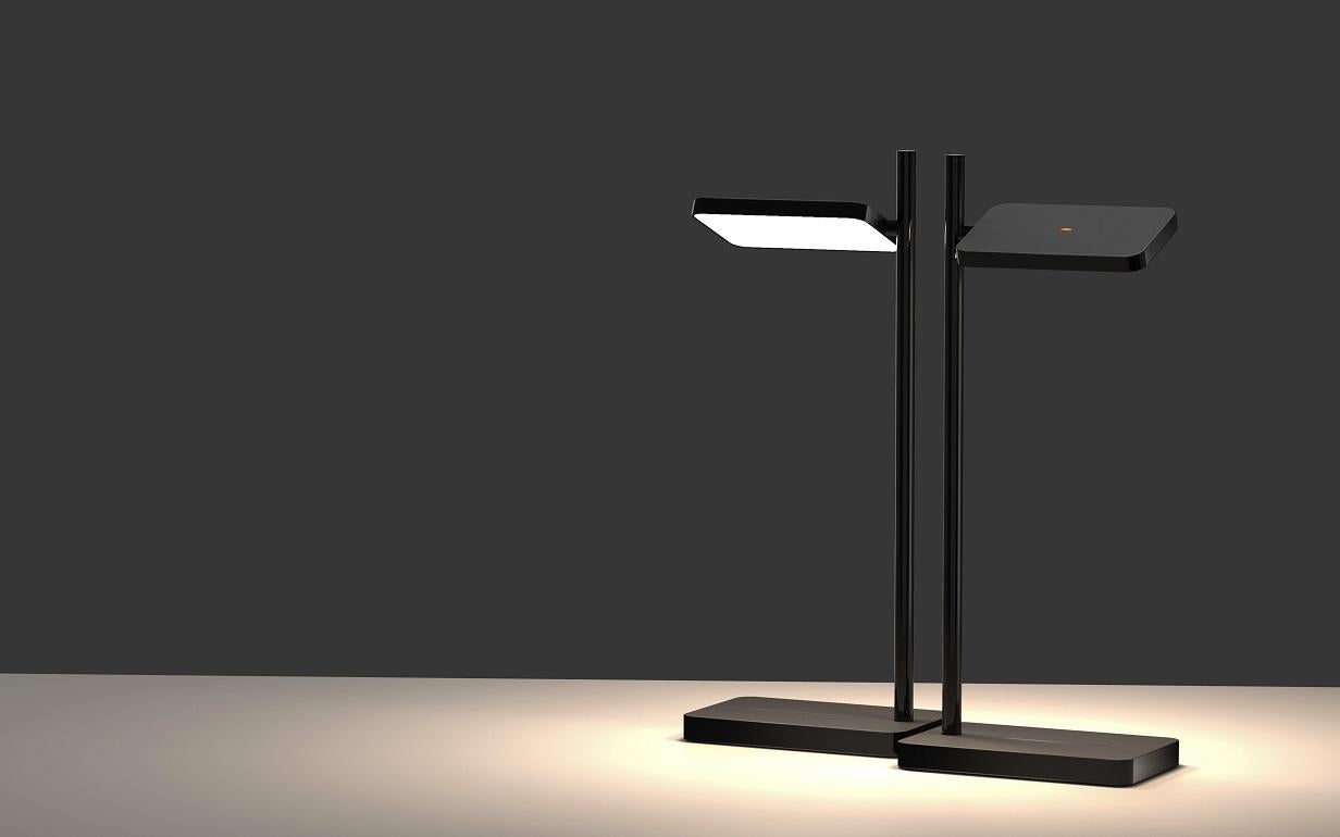 Talia Table Lamp in Black Matt/Gloss and Brass Finish by Pablo Designs For Sale 2