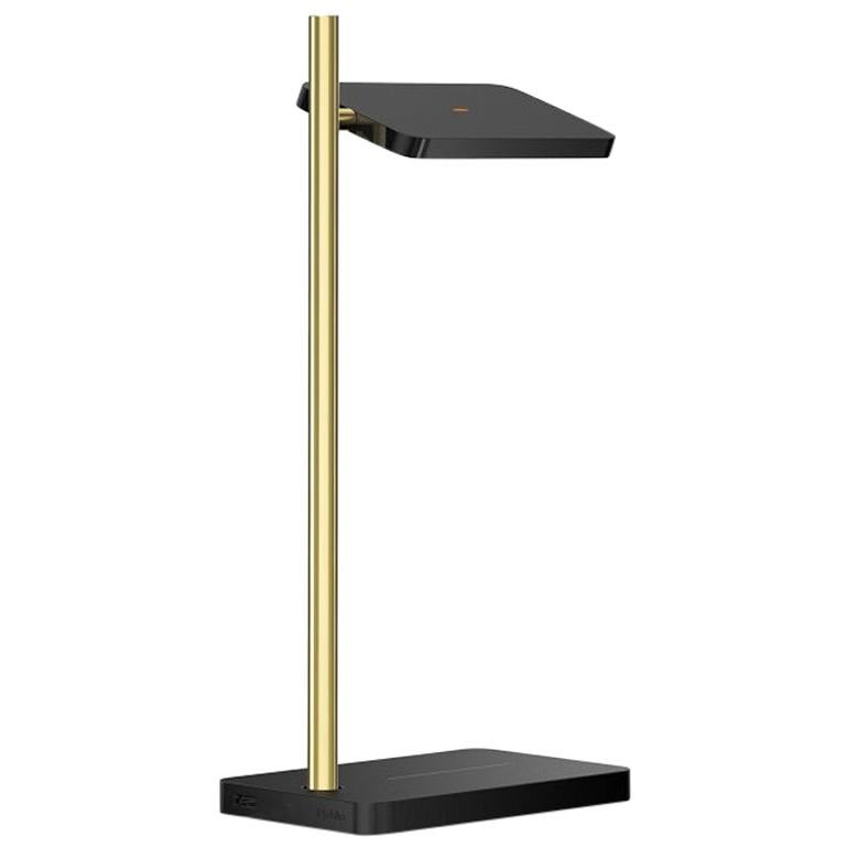 Talia Table Lamp in Black Matt/Gloss and Brass Finish by Pablo Designs