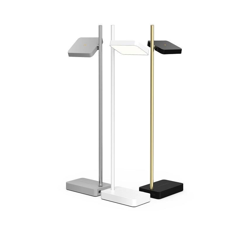 Aluminum Talia Table Lamp in White Matt/Gloss Finish by Pablo Designs For Sale