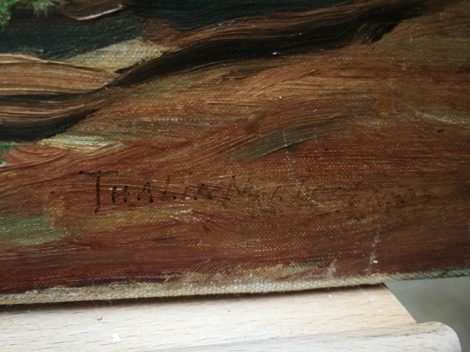 There is an indistinct signature in the lower right and a label on the reverse for Malcolm Talia, Westcott. The signature does seem to match those on record by the artist and we have attributed it accordingly. On canvas on stretchers.