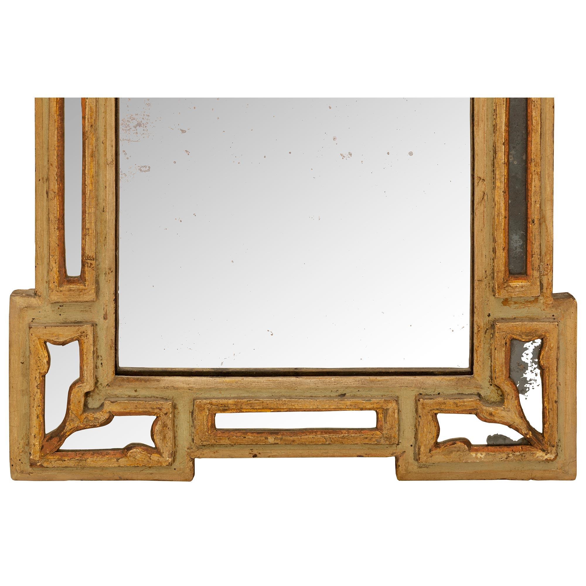 Petrified Wood talian 18th Century Baroque St. Double Frame Patinated Wood And Gilt Mirror For Sale