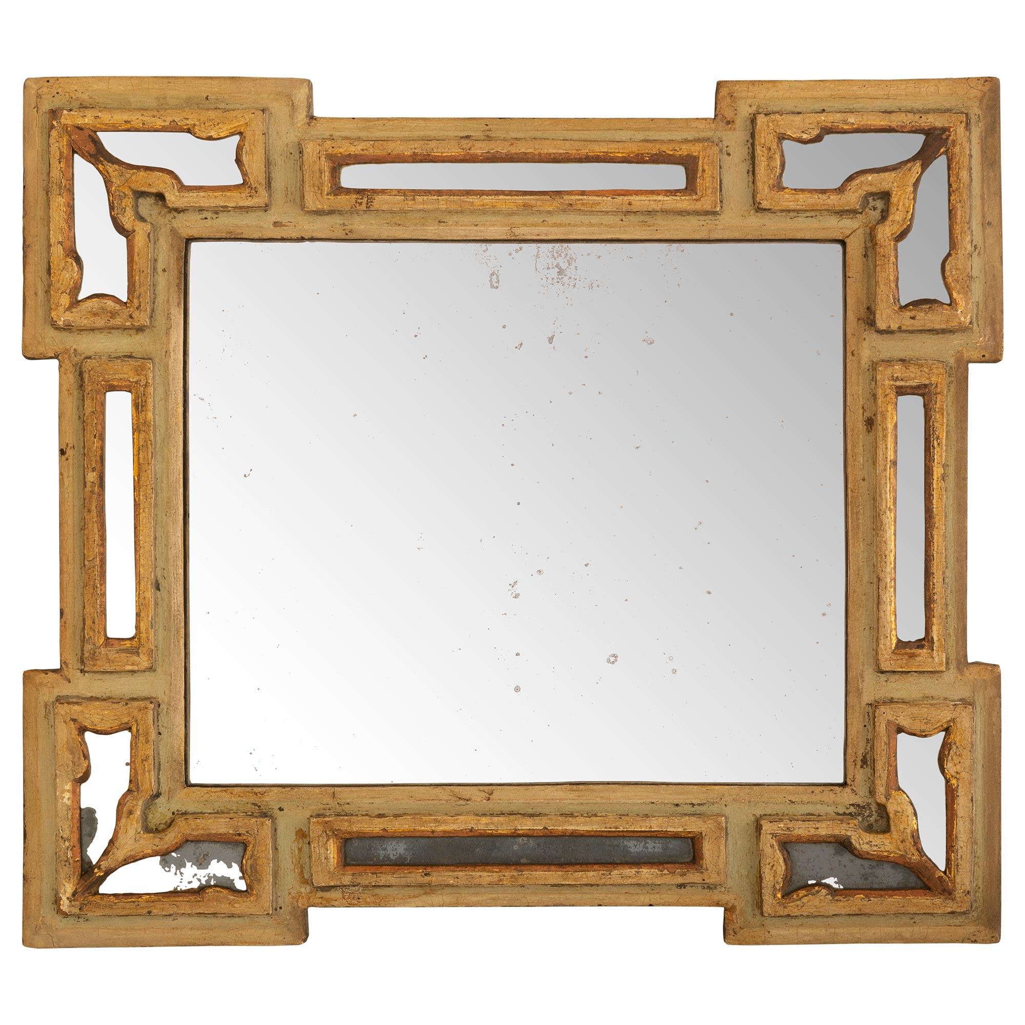 talian 18th Century Baroque St. Double Frame Patinated Wood And Gilt Mirror For Sale 2