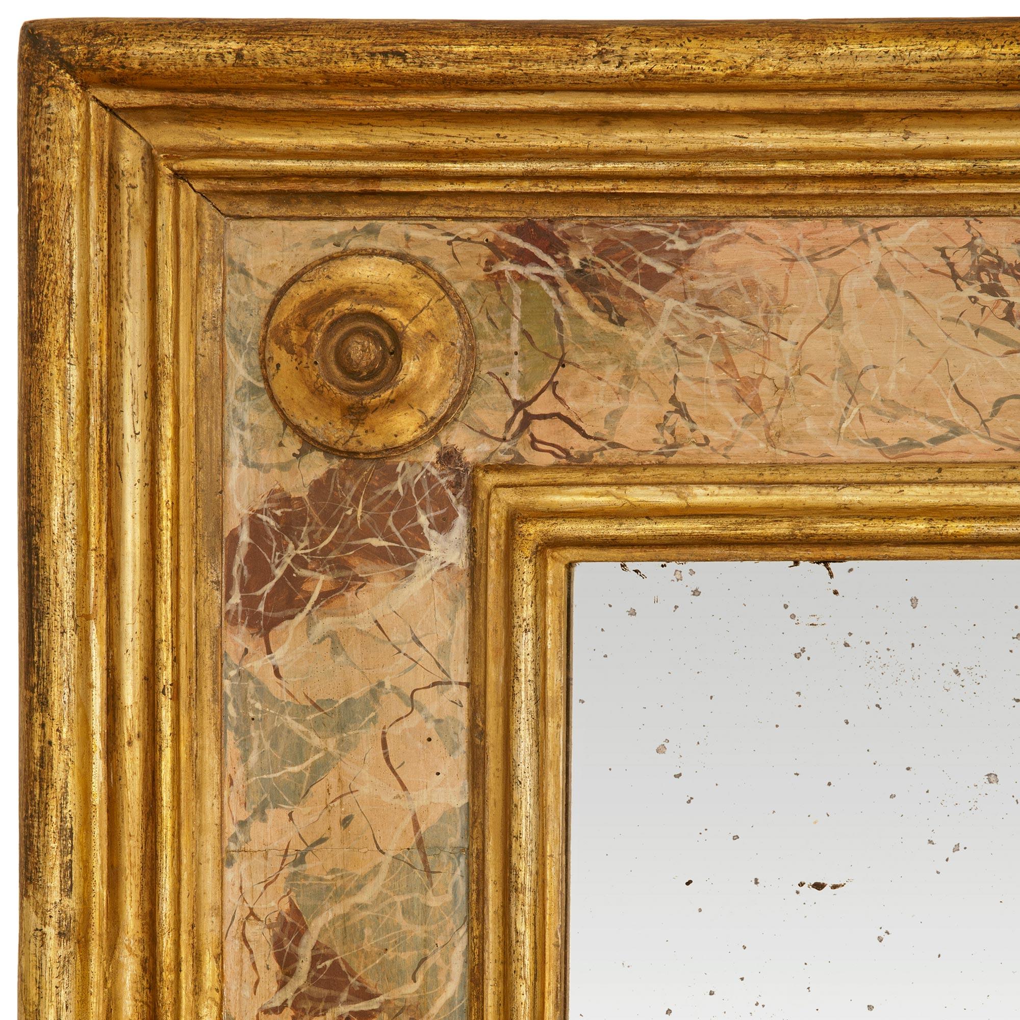 Italiano taliano del XVIII secolo neoclassico. Specchio in marmo dipinto a finto colore e mecca in vendita
