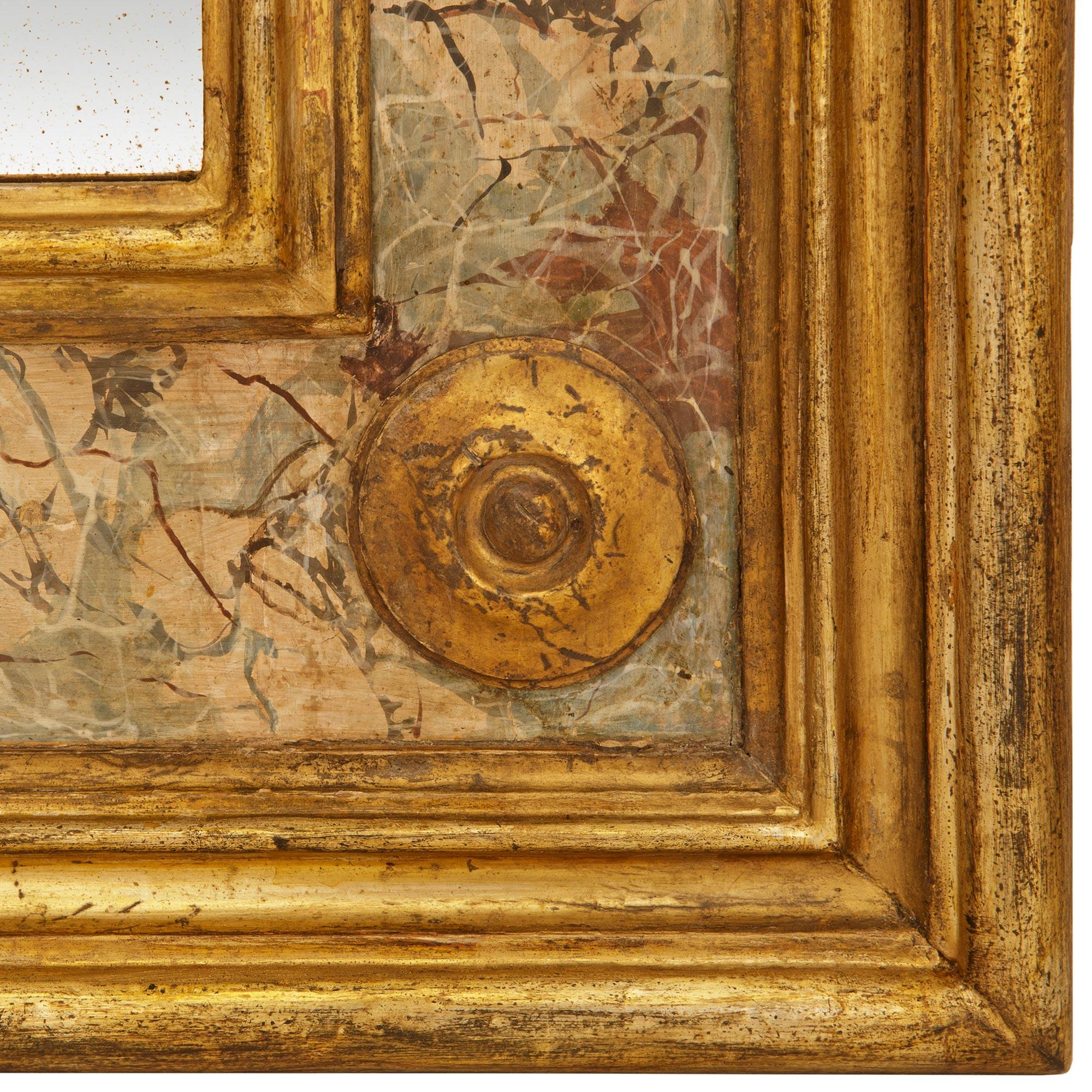 taliano del XVIII secolo neoclassico. Specchio in marmo dipinto a finto colore e mecca in vendita 1