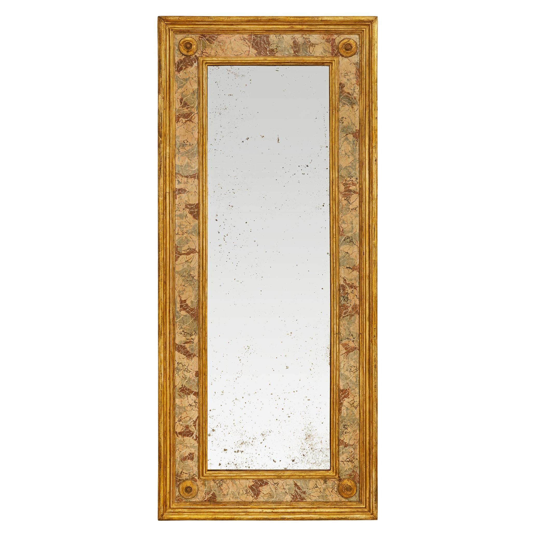 taliano del XVIII secolo neoclassico. Specchio in marmo dipinto a finto colore e mecca